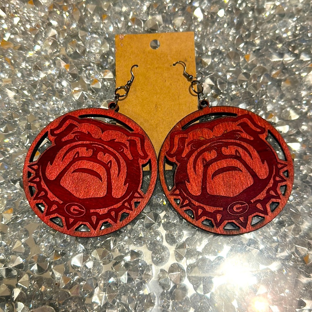 Georgia Bulldog wooden earrings